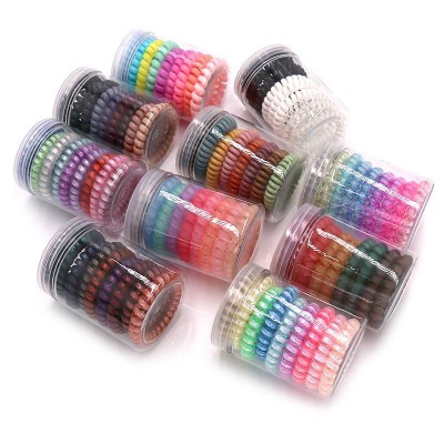 9pcs Amazon Hot Selling Telephone Line Hair Tie Large Telephone Cord Hair Tie Color Plastic Telephone Strap Hair Tie Set